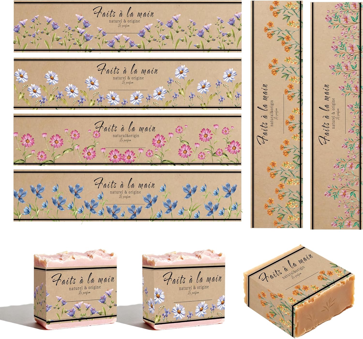 Kraft Soap Label - 120pcs Soap Wrappers Labels 8.2x1.9inch Vintage