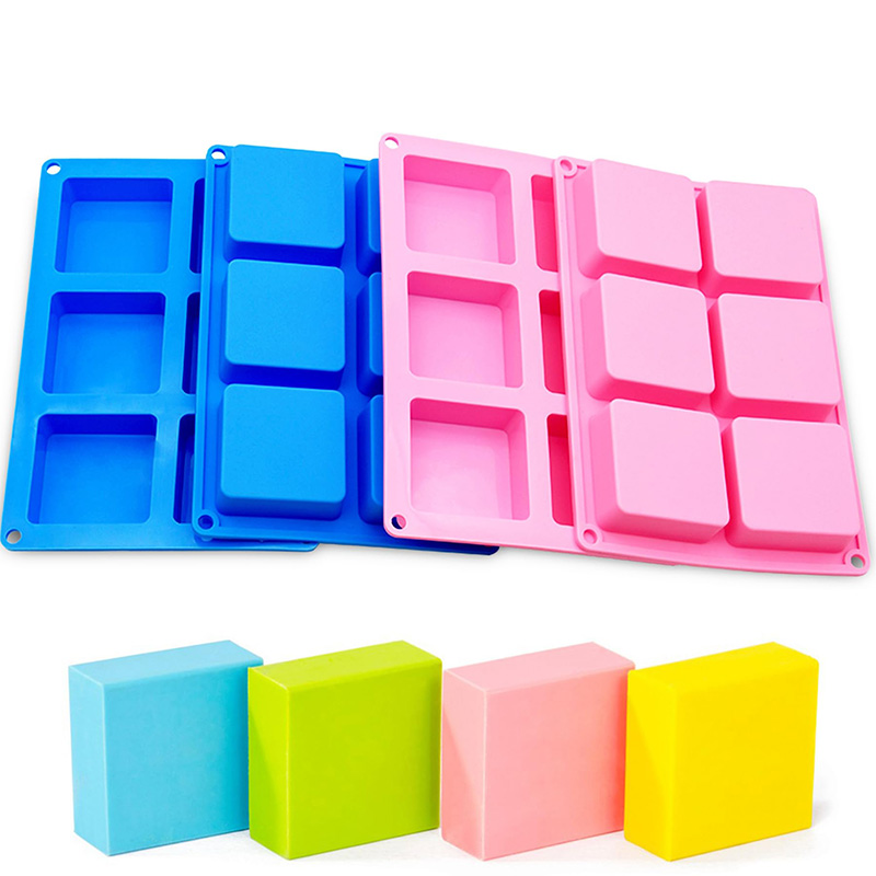 Soap Mold Silicone Loaf - Square Soap Molds 6-Cavity Non-Stick Silicone