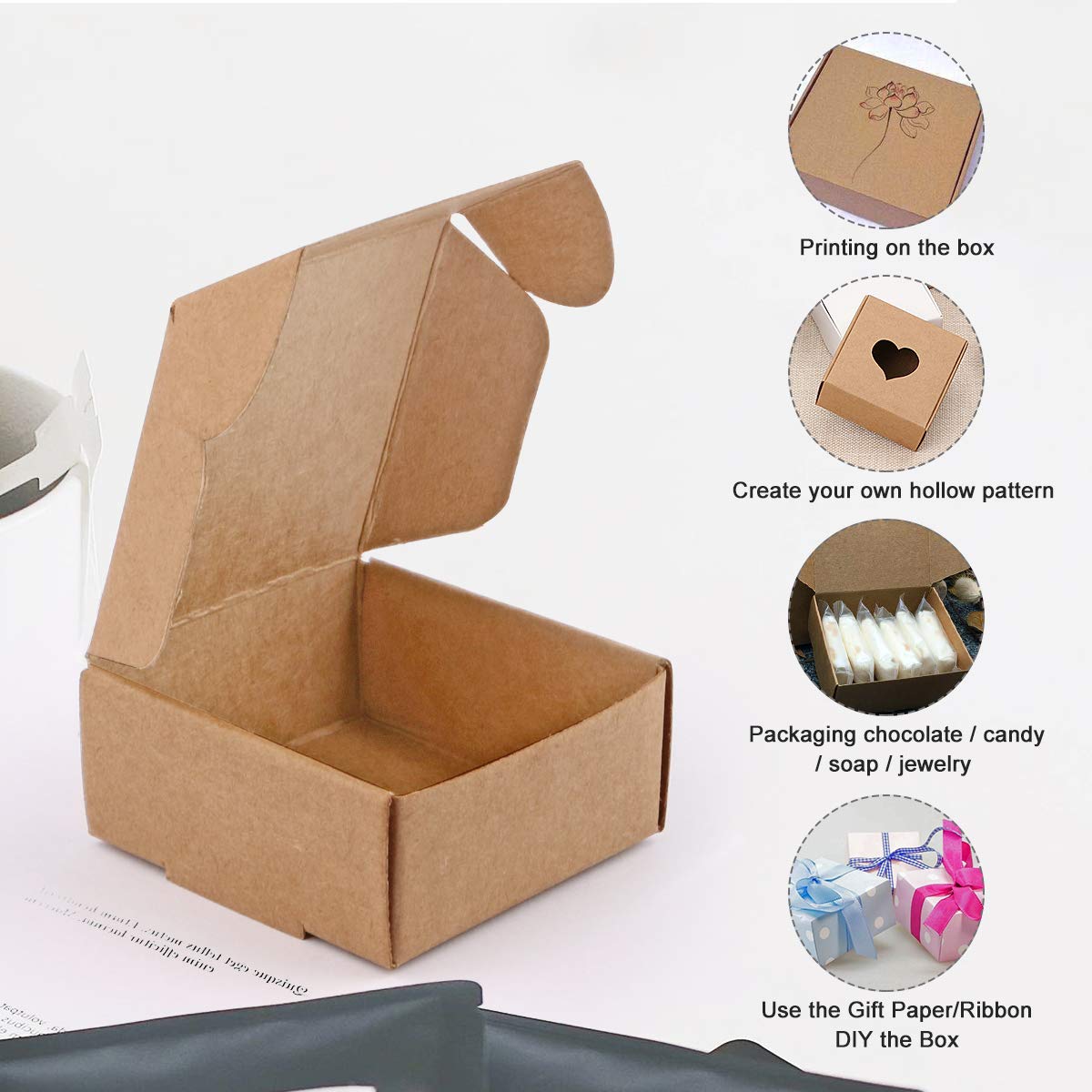 50PCS Kraft Paper Gift Boxes M - огляд і ціна Kraft Soap Label
