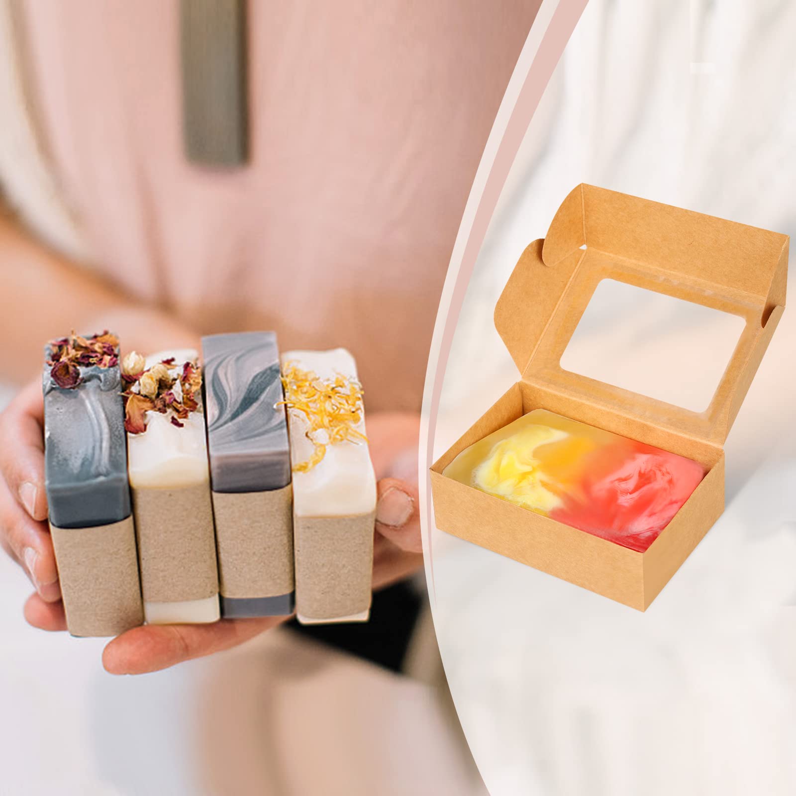 50Pcs Mini Kraft Paper Box wit - огляд і ціна Kraft Soap Label